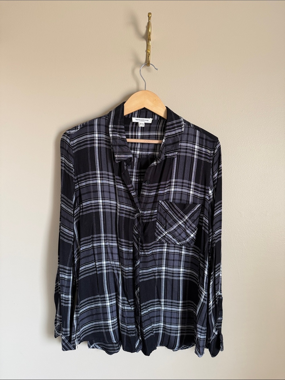 Black & Gray Plaid Button-Up Shirt
